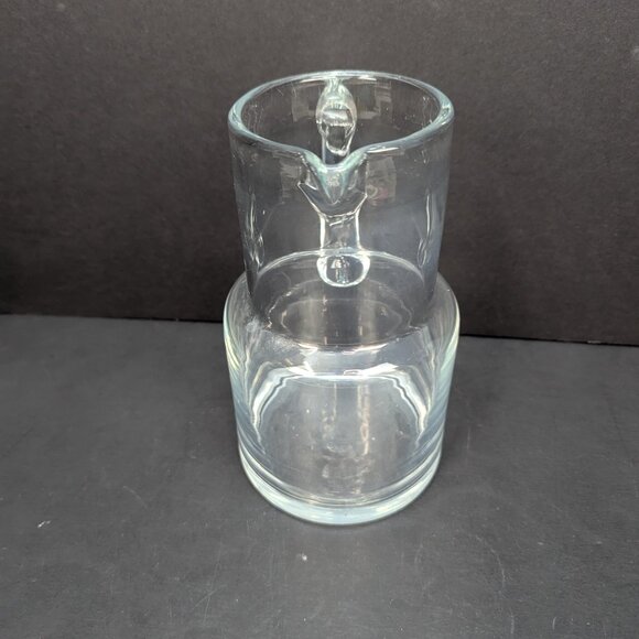Vintage Tumble Up Clear Heavy Glass Bedside Water Pitcher 16 Oz No Cup - Picture 5 of 8